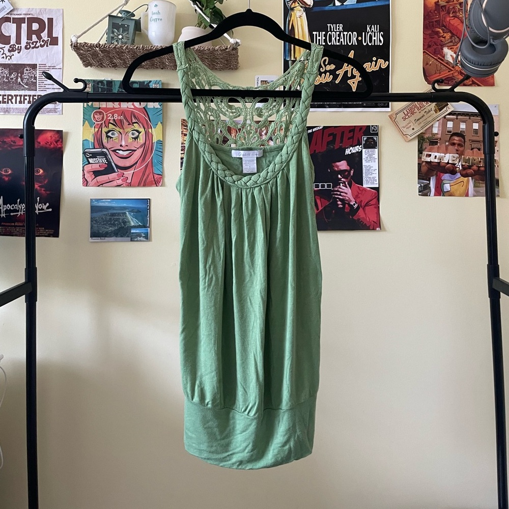 Vintage Charlotte Russe Green Smocked Tank Top